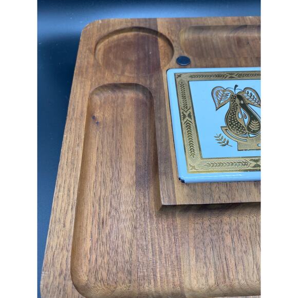 Vintage Georges Briard Teak Charcuterie Signed Briard Tile 60s Danish Modern - Picture 6 of 10